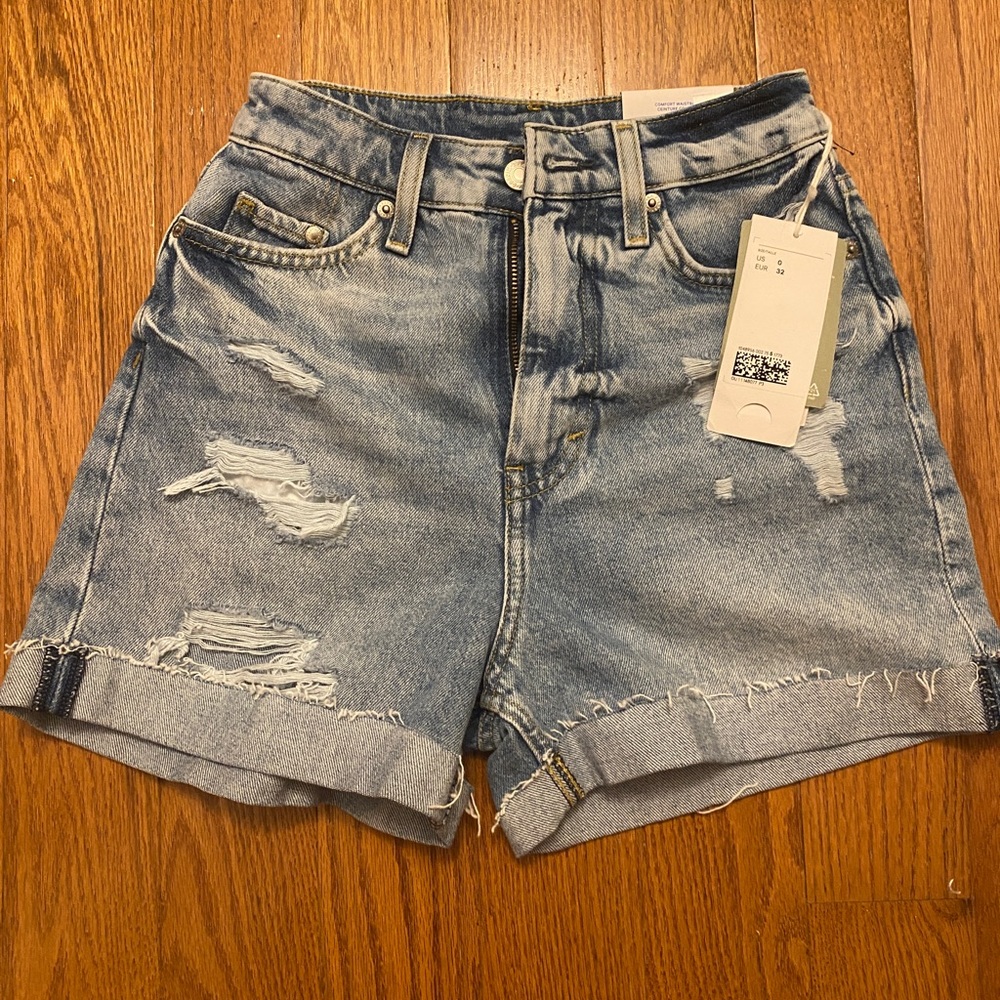 H&M mom shorts, ultra high waist, size 0, NWT